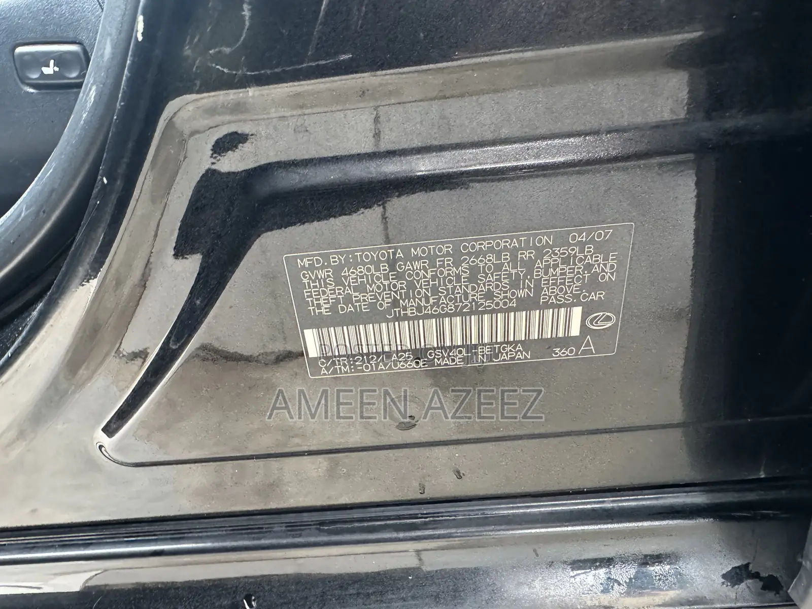 Lexus ES 350 2007 Black