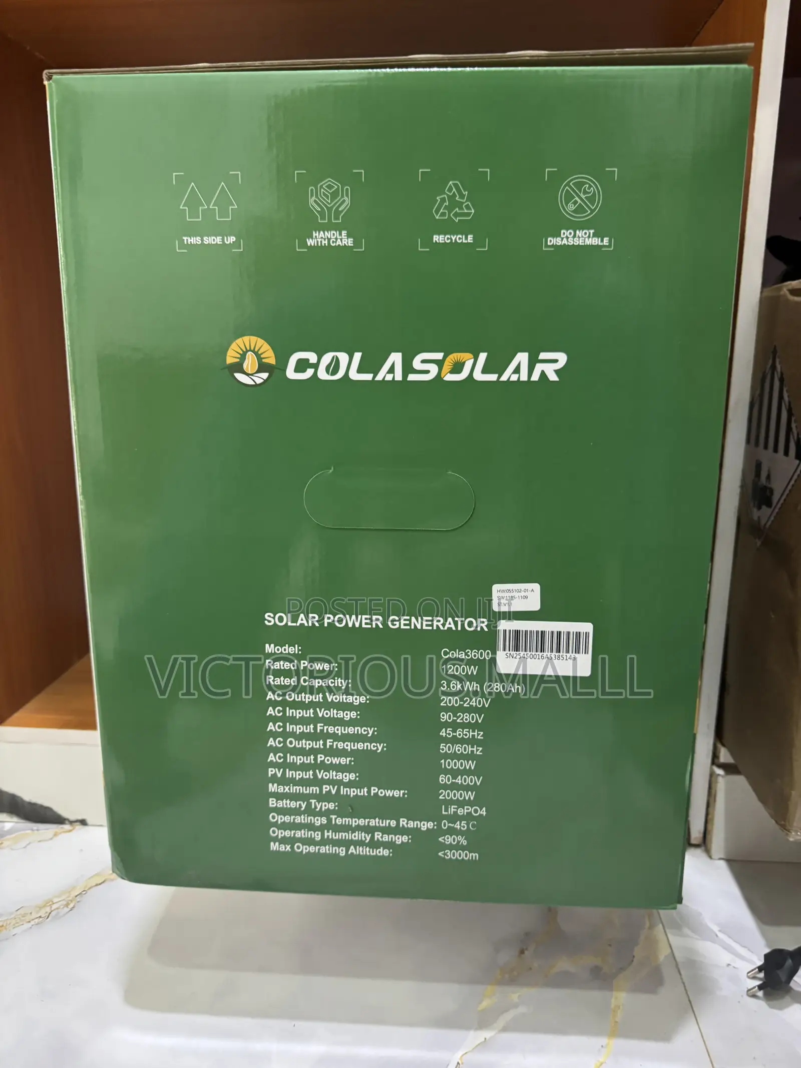 Cola 3600 Solar’s Generator