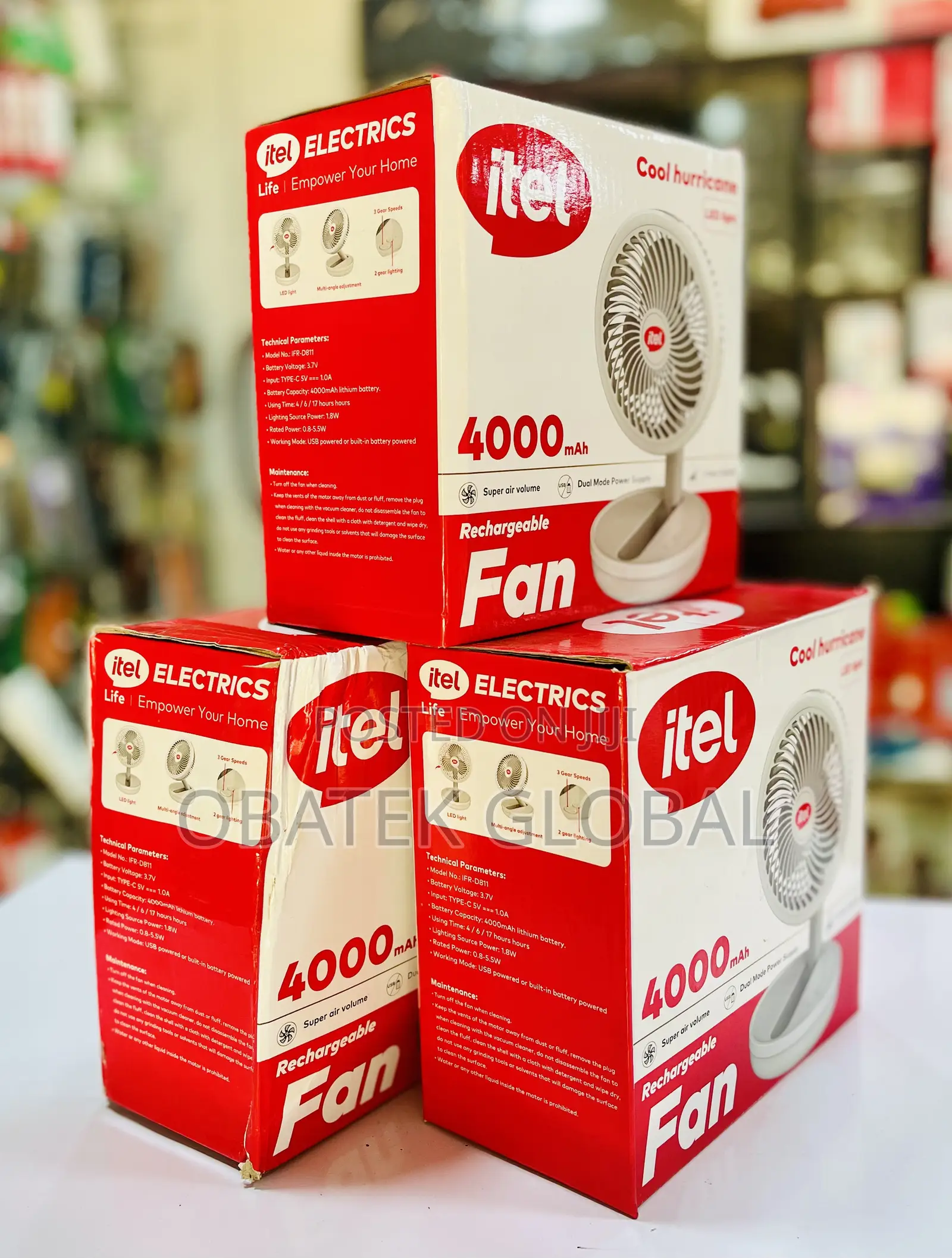 Itel 4000mah Cool Hurricane Rechargeable Fan