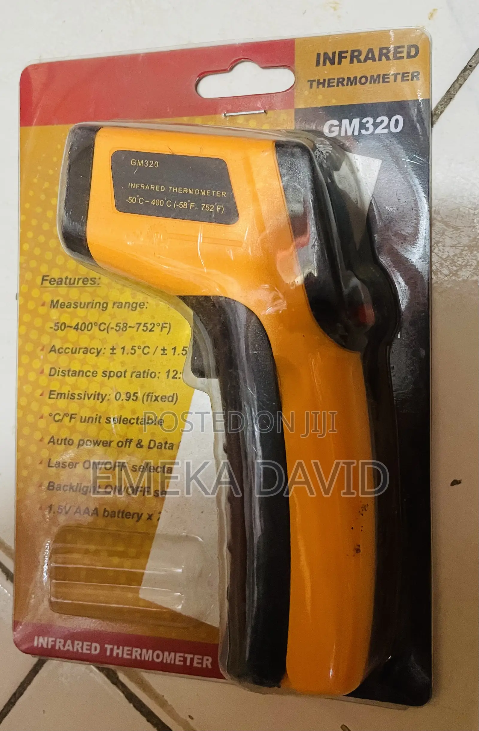 Thermometer Gun for Non-Contact Surface Temperature Measurement.