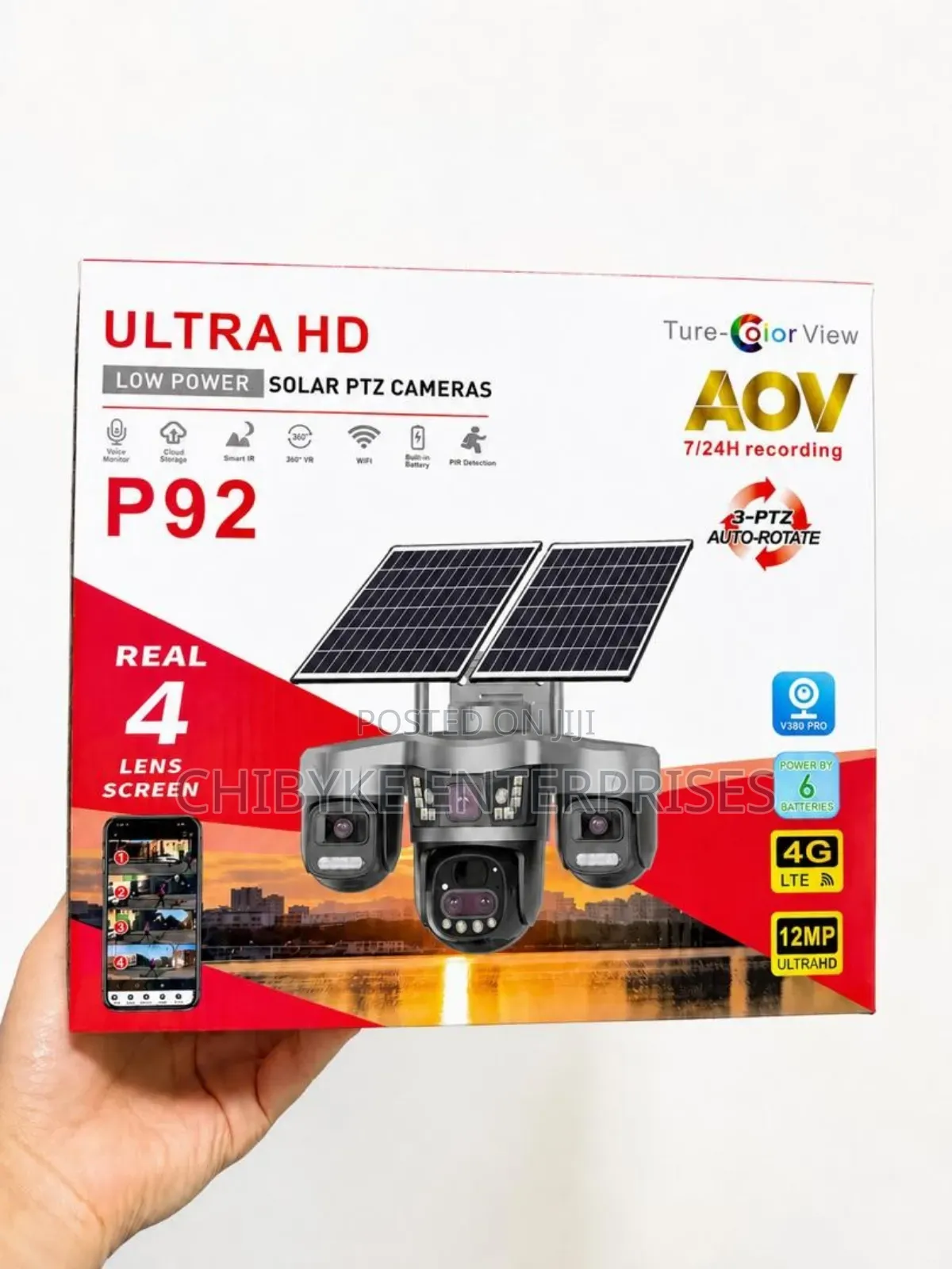 Real 4 Lens Screen, 3ptz , Solar PTZ Camera With Auto Tracking