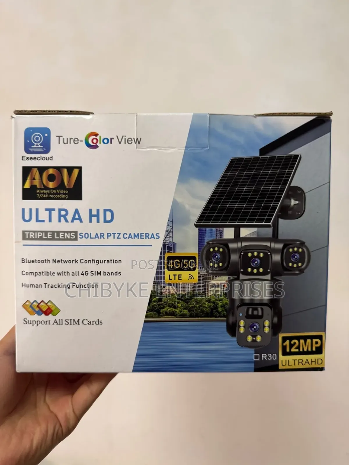 Ultra Hd Eseecloud Triple Lens Aov Solar PTZ Camera, With Auto Track