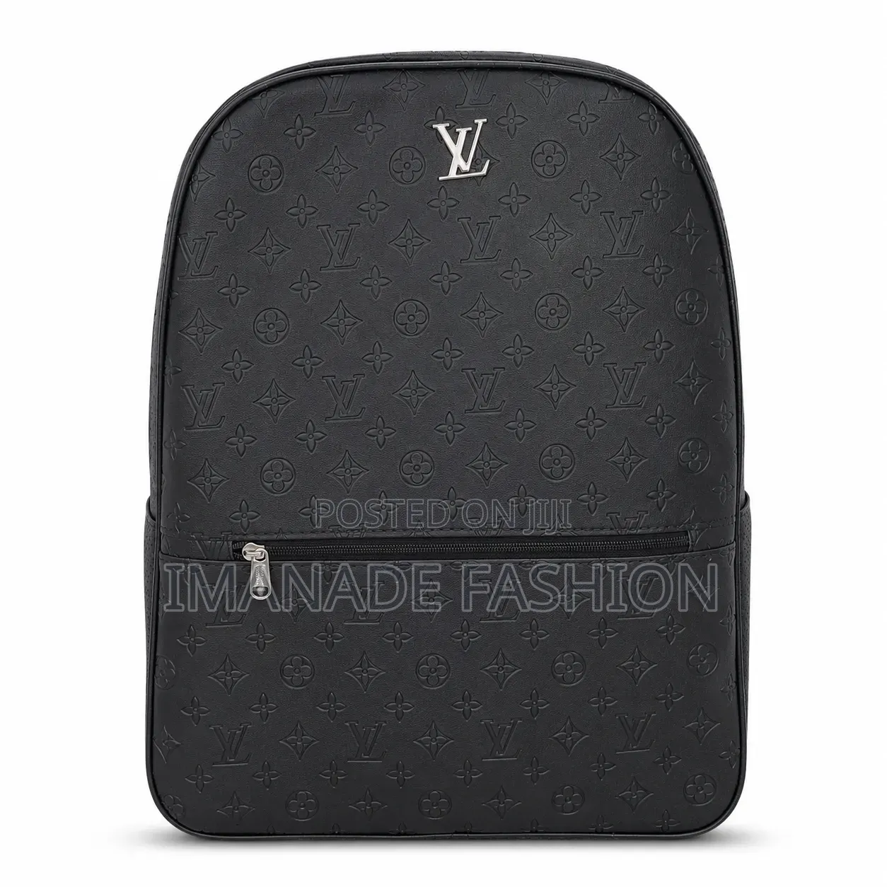 Classic Black Monogram Backpack – Stylish Everyday School Casual Bag