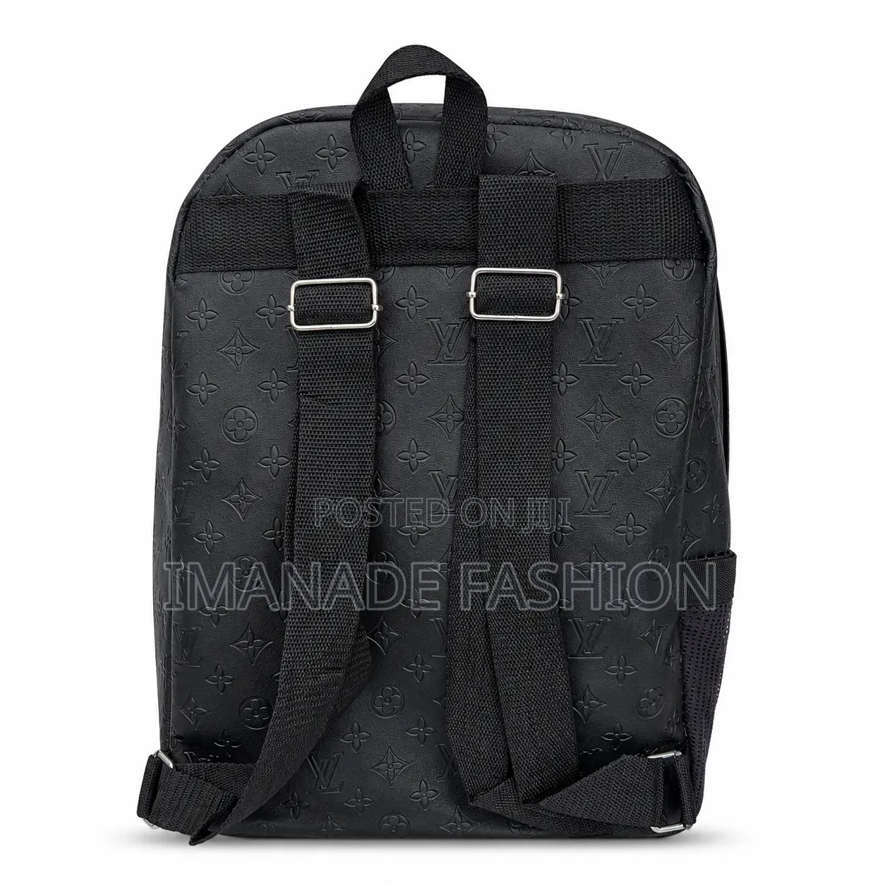Classic Black Monogram Backpack – Stylish Everyday School Casual Bag