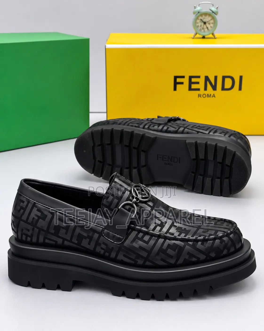 Fendi Roma Monogram Men’s Loafers – Black Designer Casual Shoes