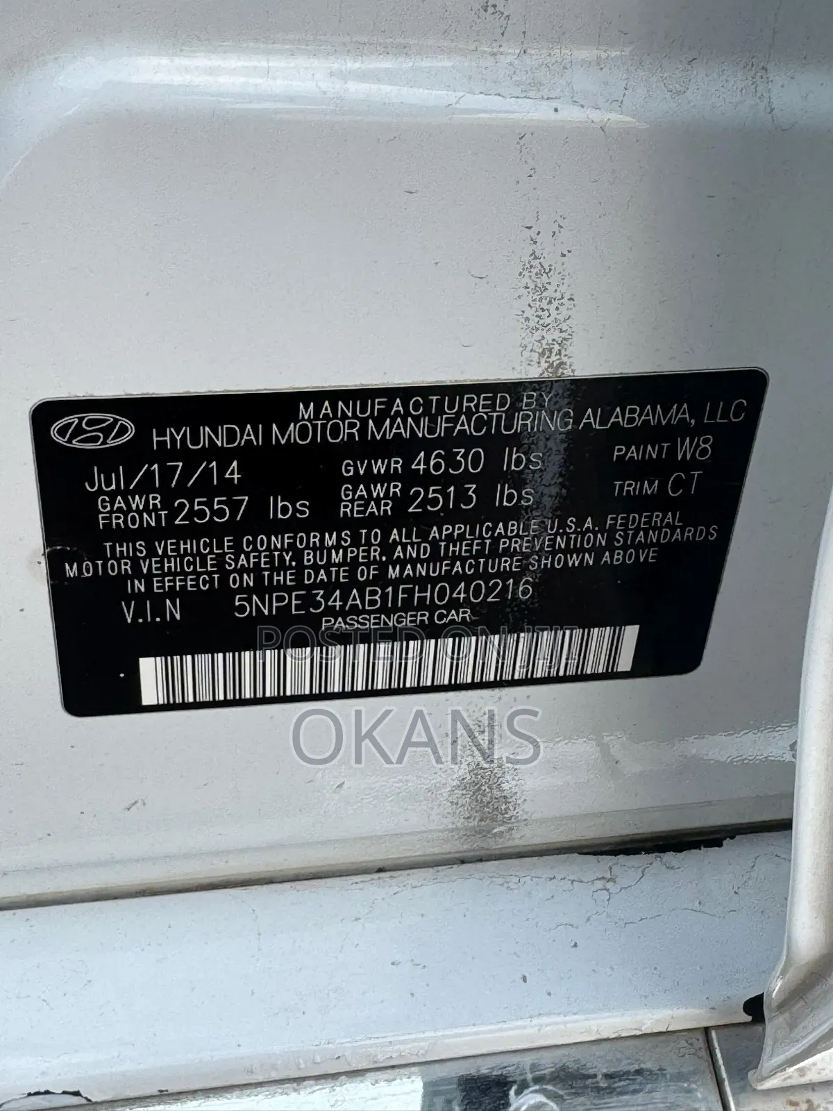 Hyundai Sonata Sport 2.0T 4dr Sedan (2.0L 4cyl Turbo 6A) 2015 White