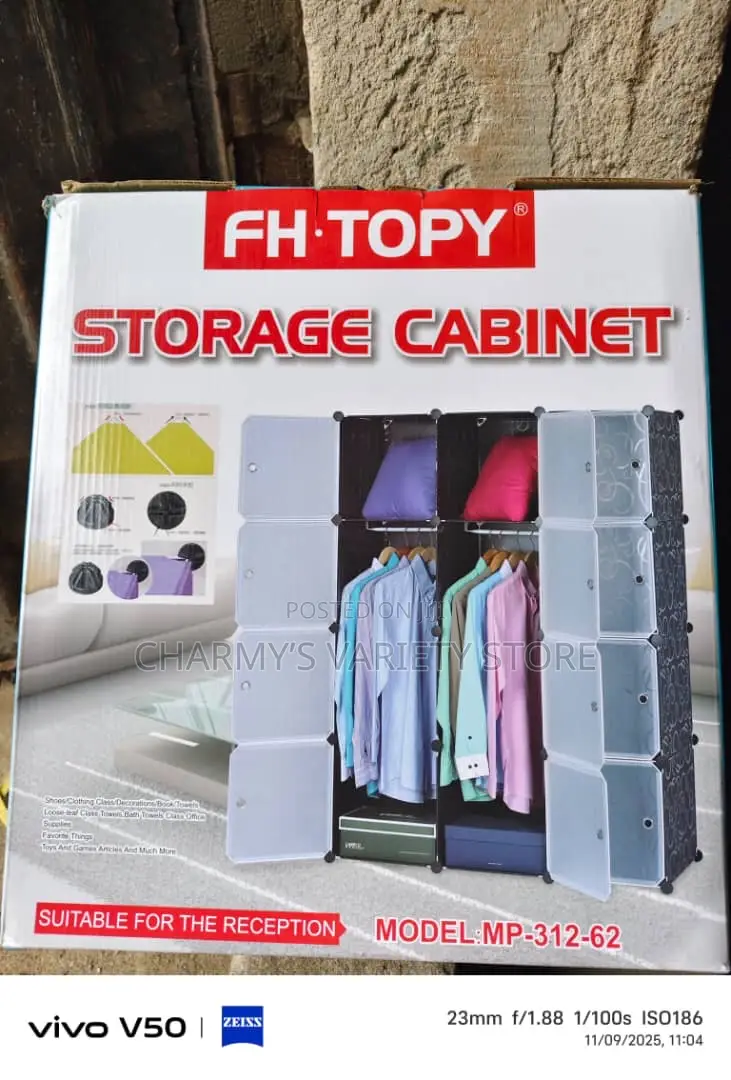 3 Partition Luxury Detachable Plastic/Steel Wardrobe