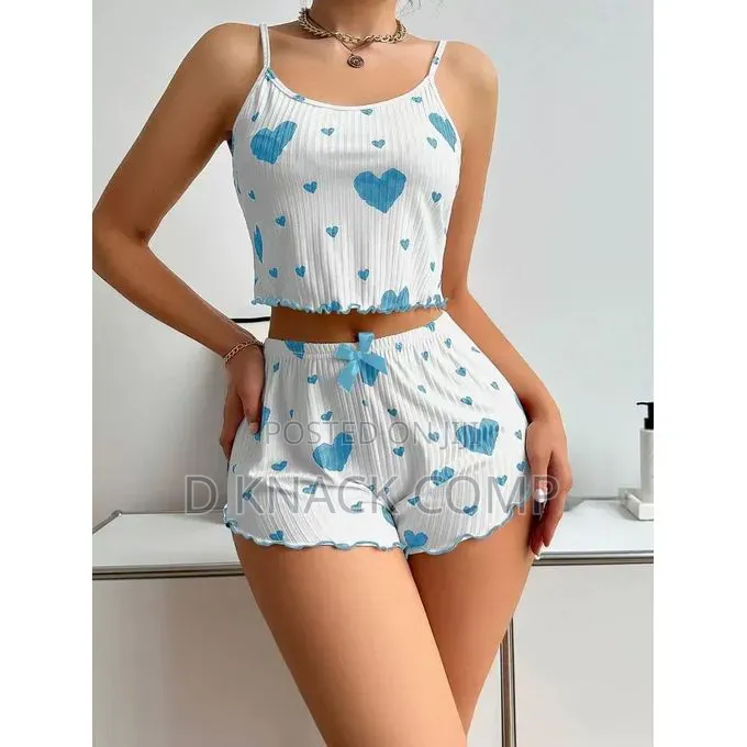 Women's Pajamas, Sleepwear Short Tank Tops Shorts Blue Love Signs