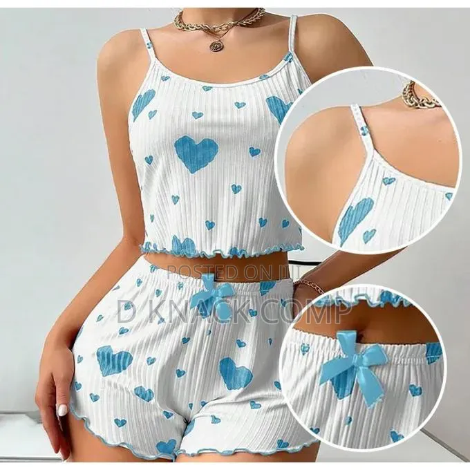 Women's Pajamas, Sleepwear Short Tank Tops Shorts Blue Love Signs