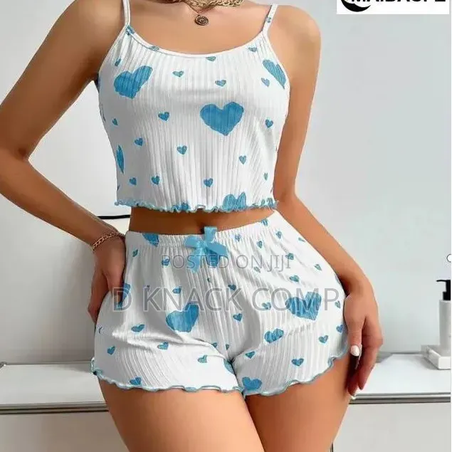 Women's Pajamas, Sleepwear Short Tank Tops Shorts Blue Love Signs
