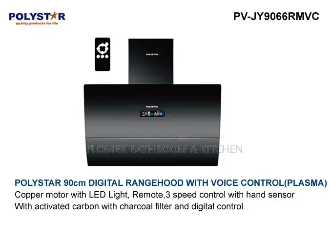 Polystar 90cm Digital Plasma Kitchen Hood With Voice Control Remote