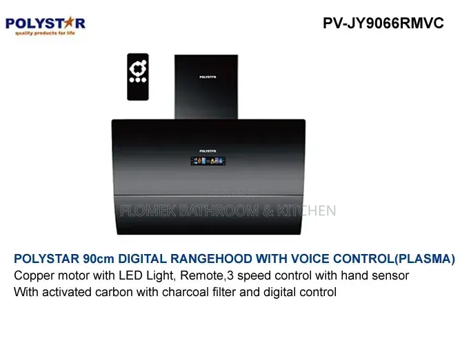 Polystar 90cm Digital Plasma Kitchen Hood With Voice Control Remote