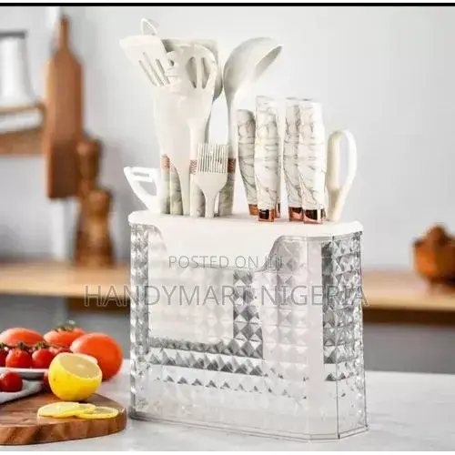 16Piece Marble Kitchen Utensil Knife Set With Acrylic Holder 21% OFF
