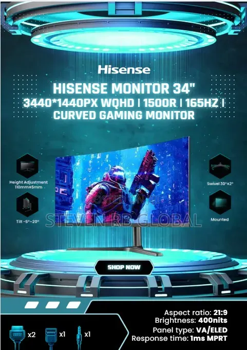 HISENSE 34" UltraWide Curved Gaming Monitor | MON34G6K-PRO