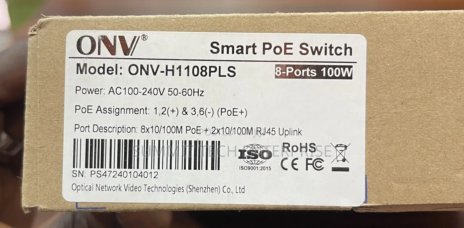 Onv 8 Port Poe Ethernet Switch H1108pls -Poe H108pl