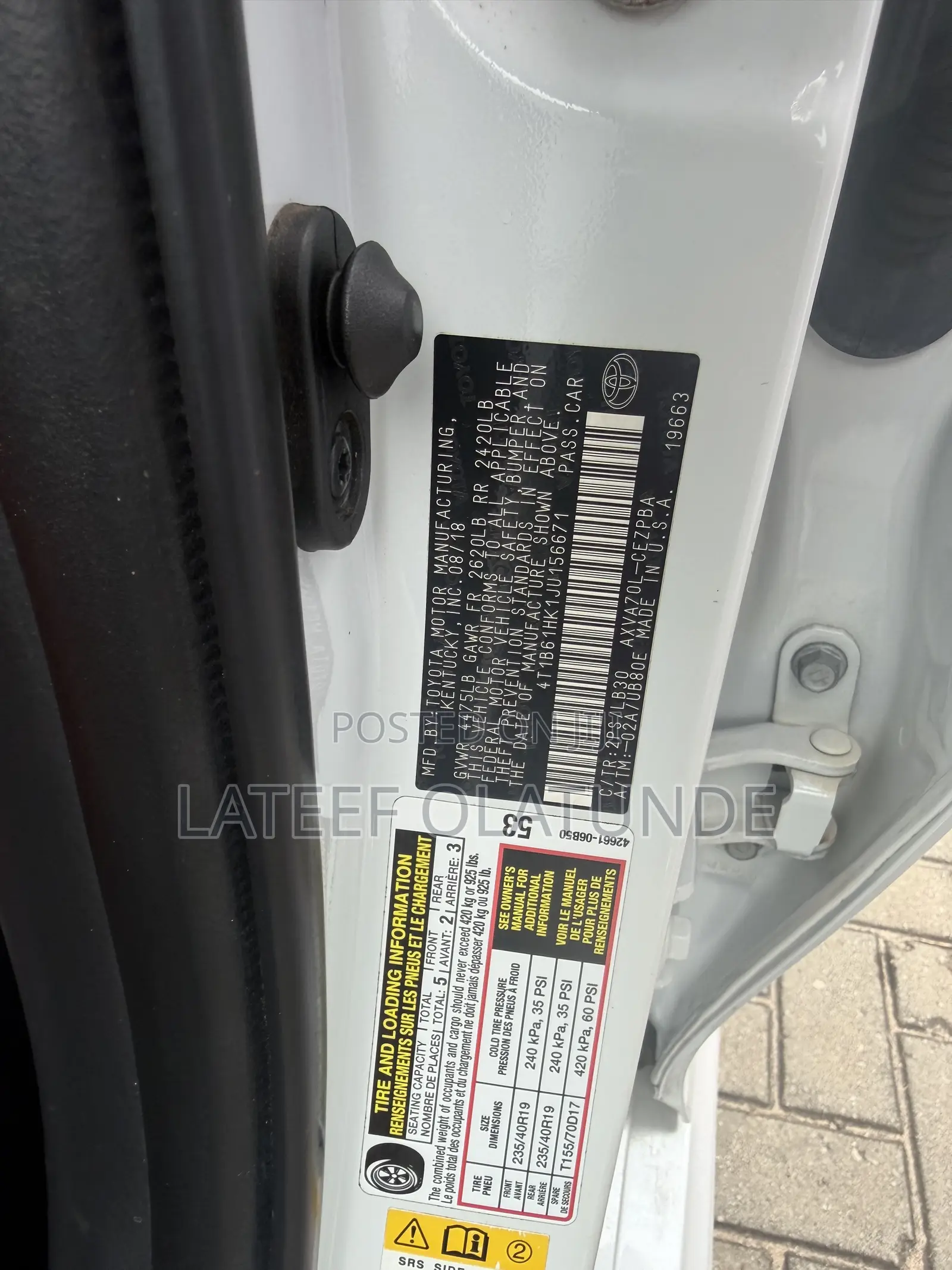 Toyota Camry XSE (2.5L 4cyl 8A) 2019 White