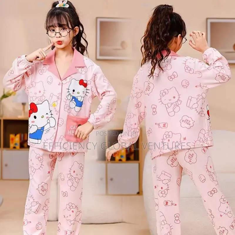 Kids Long Sleeve Pajama Set-Soft Cotton Nightwear for Boys Girls