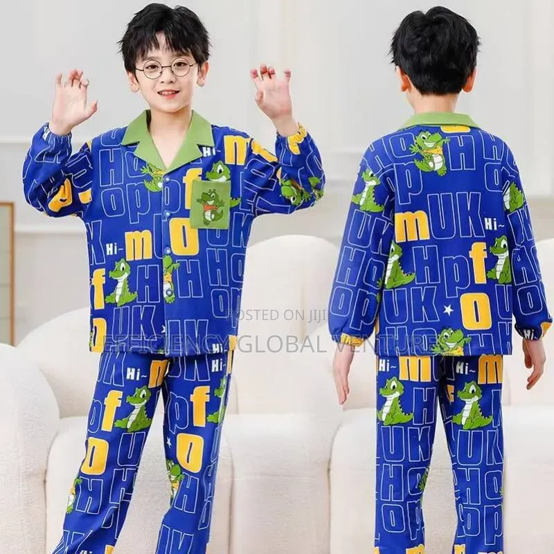 Kids Long Sleeve Pajama Set-Soft Cotton Nightwear for Boys Girls