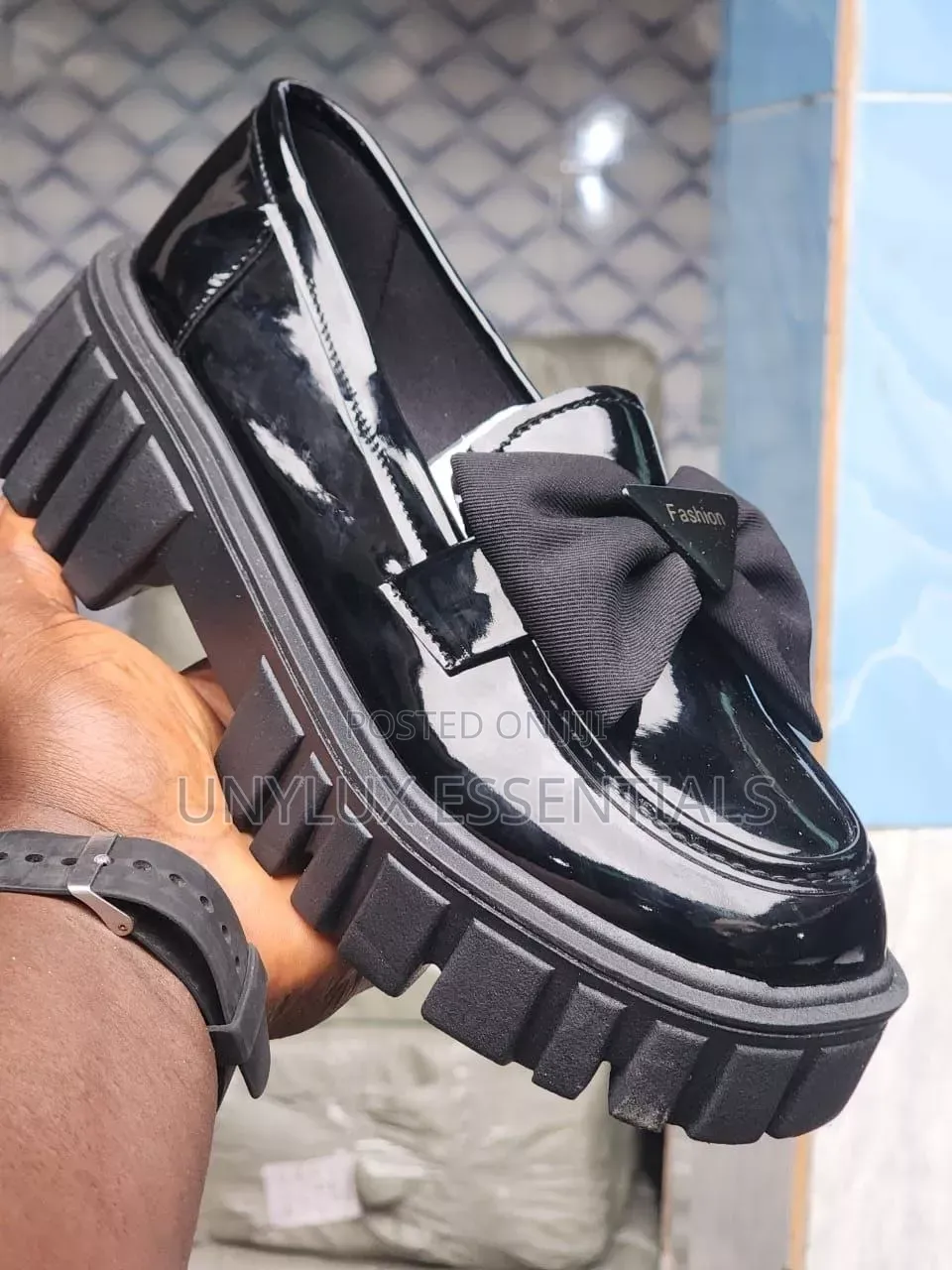 Oliveria Ian Black Patent Leather Chunky Loafers