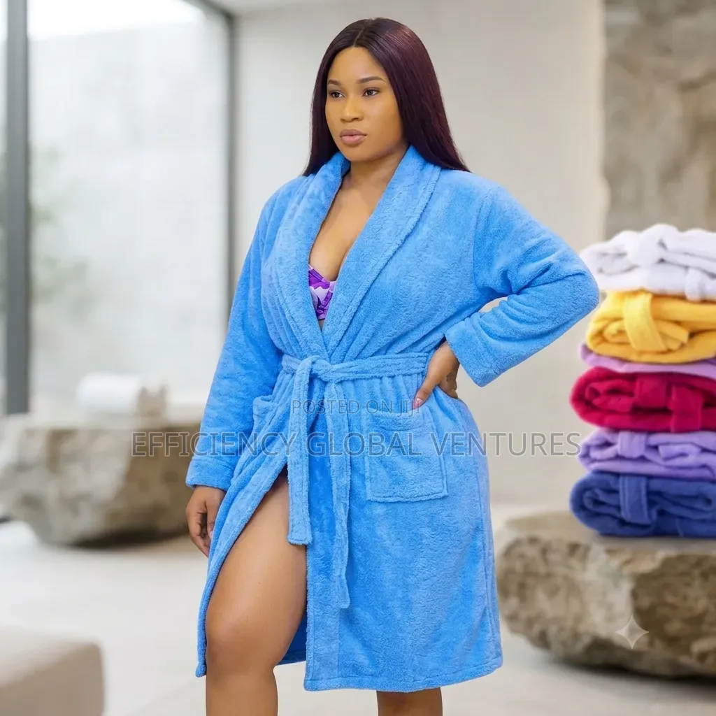 Women Plush Fleece Bathrobe-Soft Absorbent Towel Nightgown Loungewear