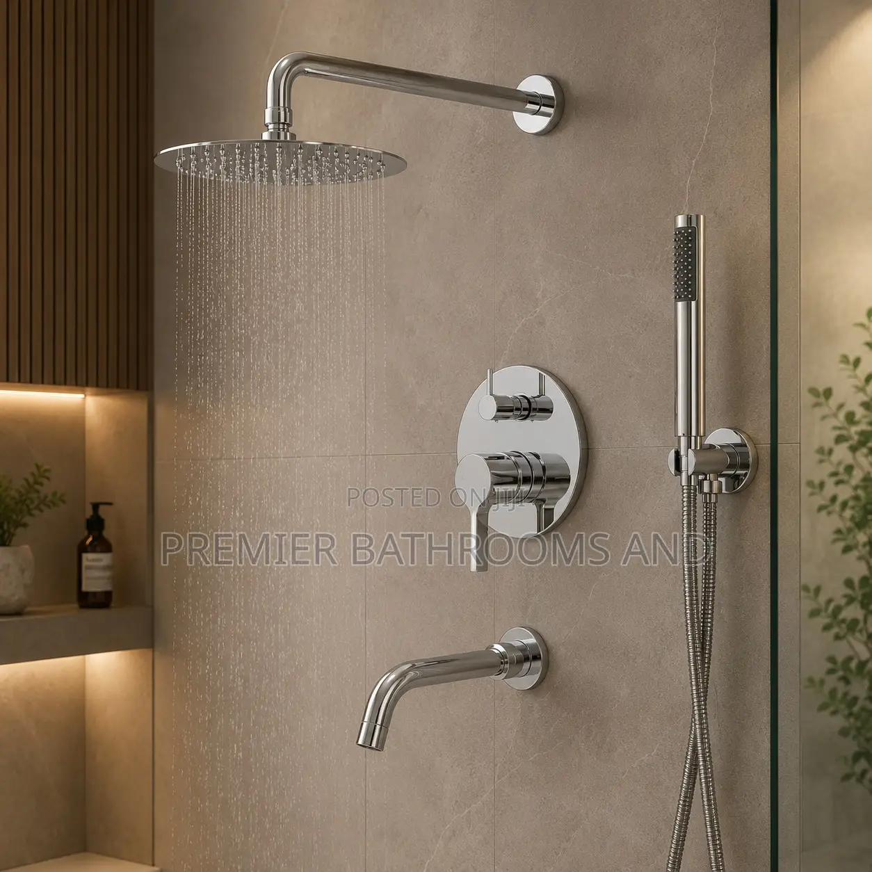 Chrome Round Conduit Shower Set