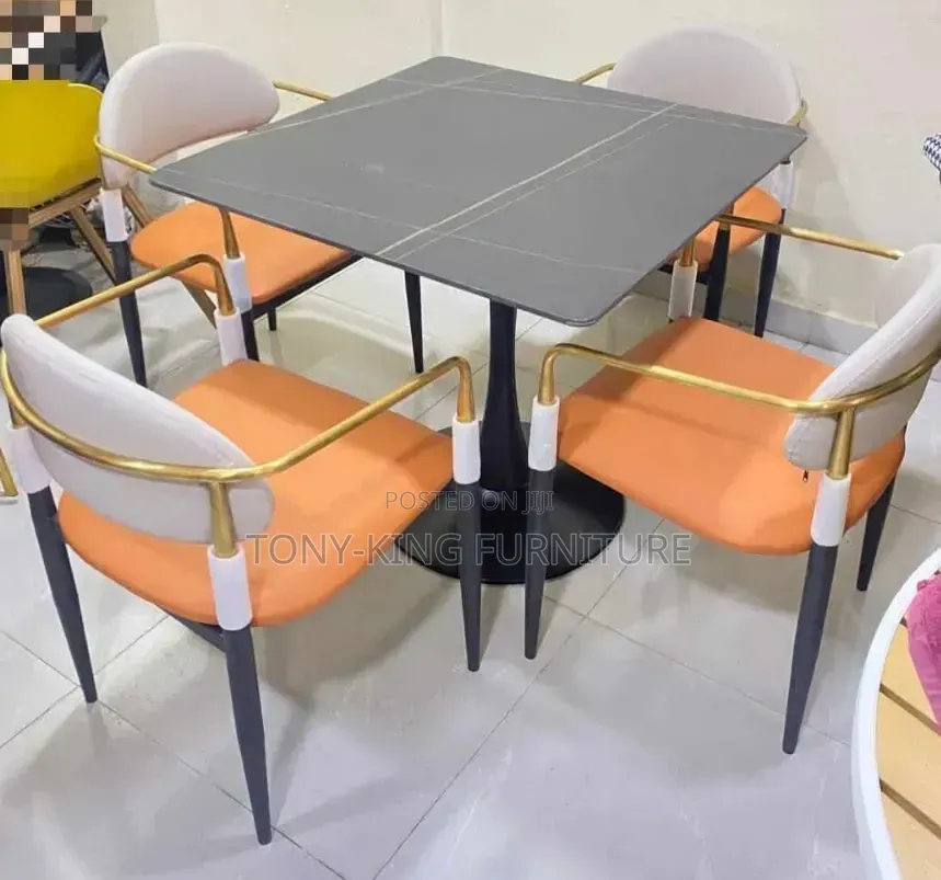 Modern Affordable Marble Top Dining Table Set by 4-Seater.