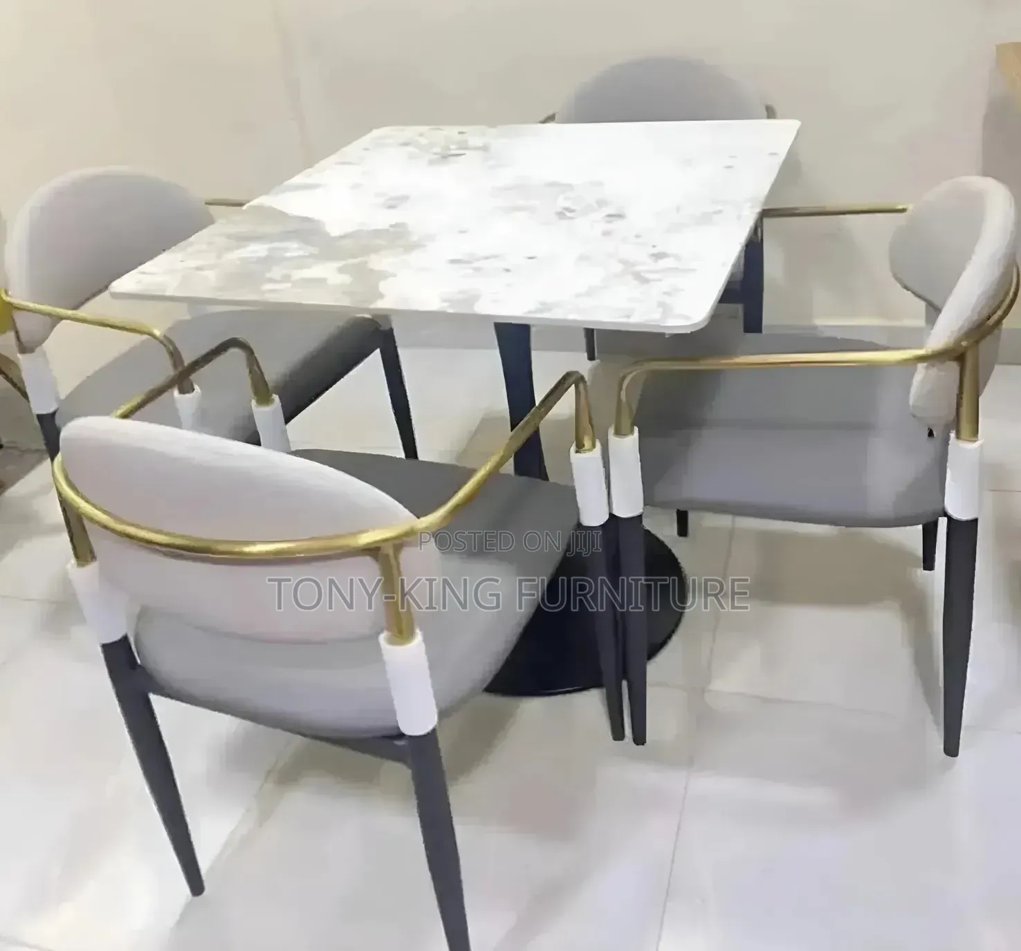 Modern Affordable Marble Top Dining Table Set by 4-Seater.