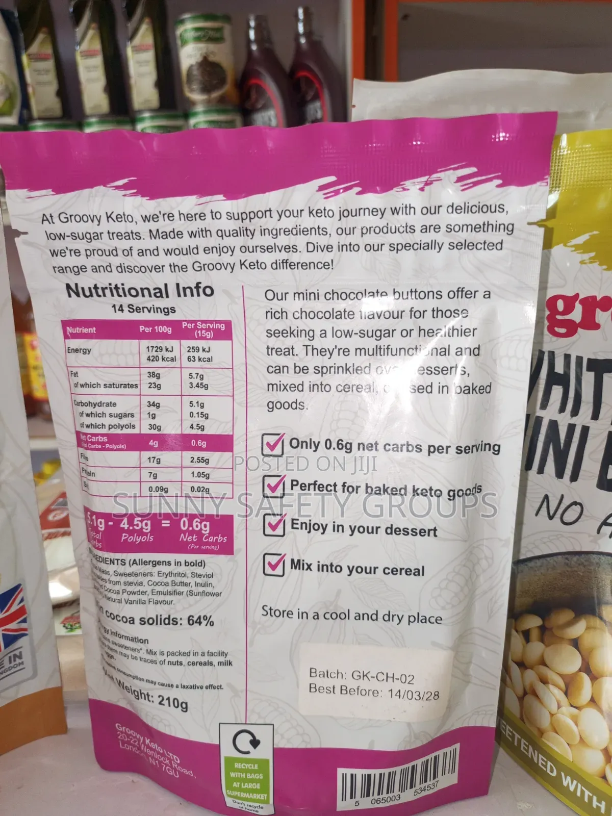 Keto Dark Chocolate, Sugar Free Diabetic Friendly