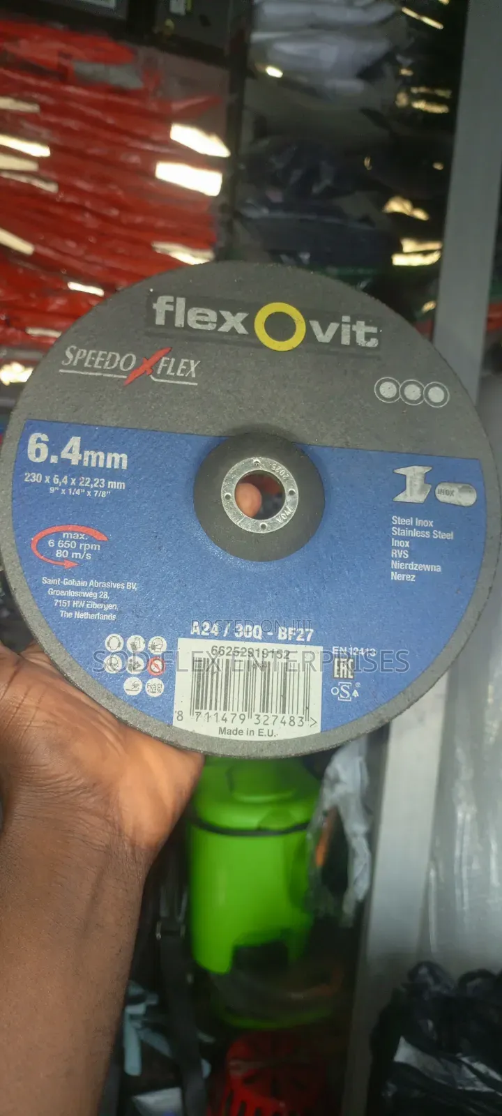 230mm by 6.4mm by 22.23mm Flexovit Industrial Grinding Disc