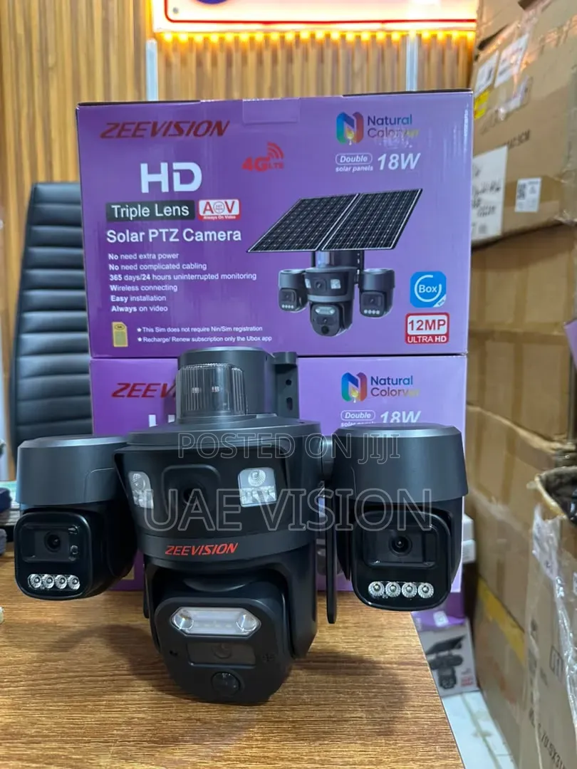 Ubox 3 Lens Solar Camera HD With Sim Card High Quality