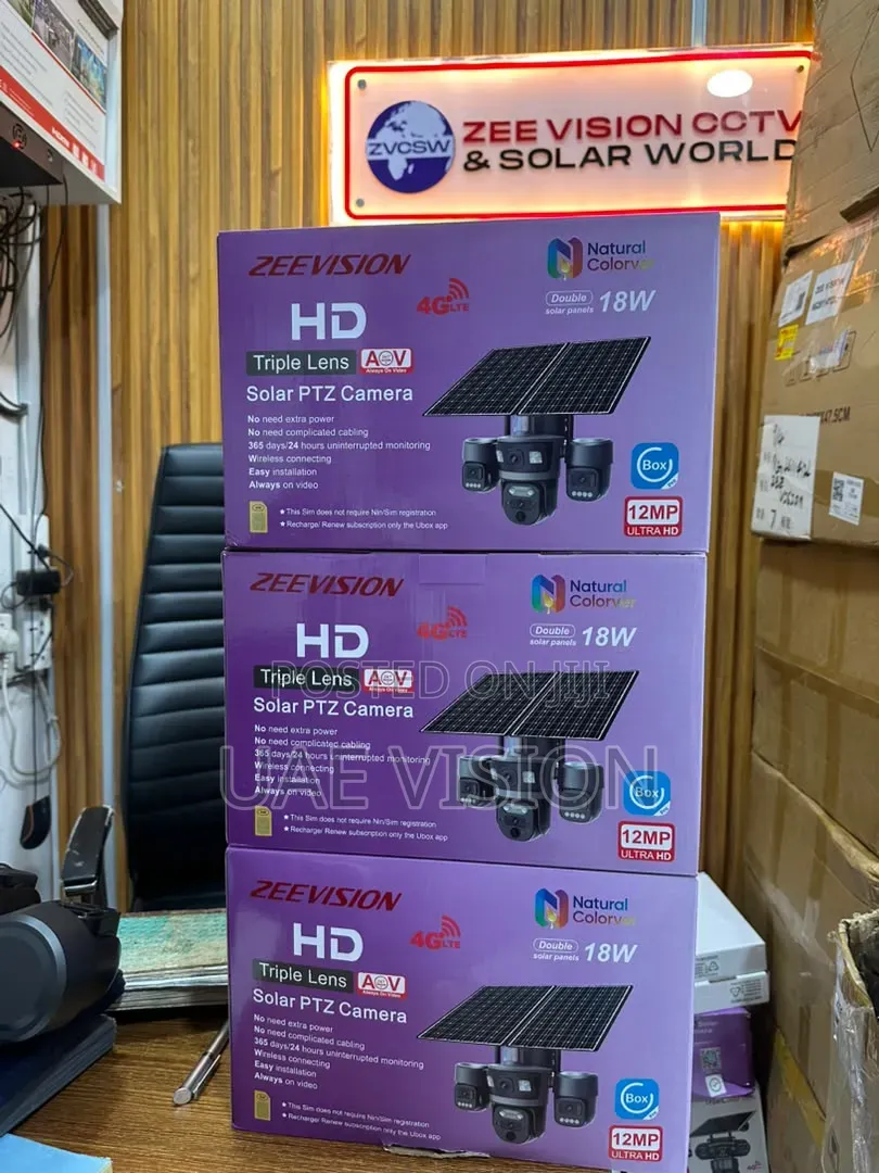 Ubox 3 Lens Solar Camera HD With Sim Card High Quality
