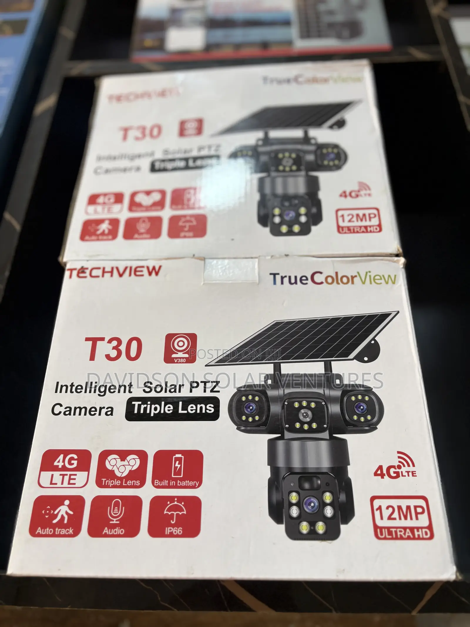 Triple Lens T30 V380 PTZ Solar Camera