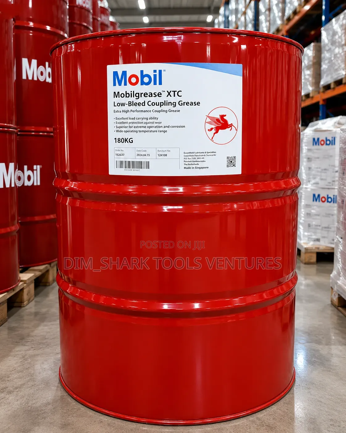 180-Kg Industrial Drum of Mobilgrease XTC Low-Bleed Coupling Grease