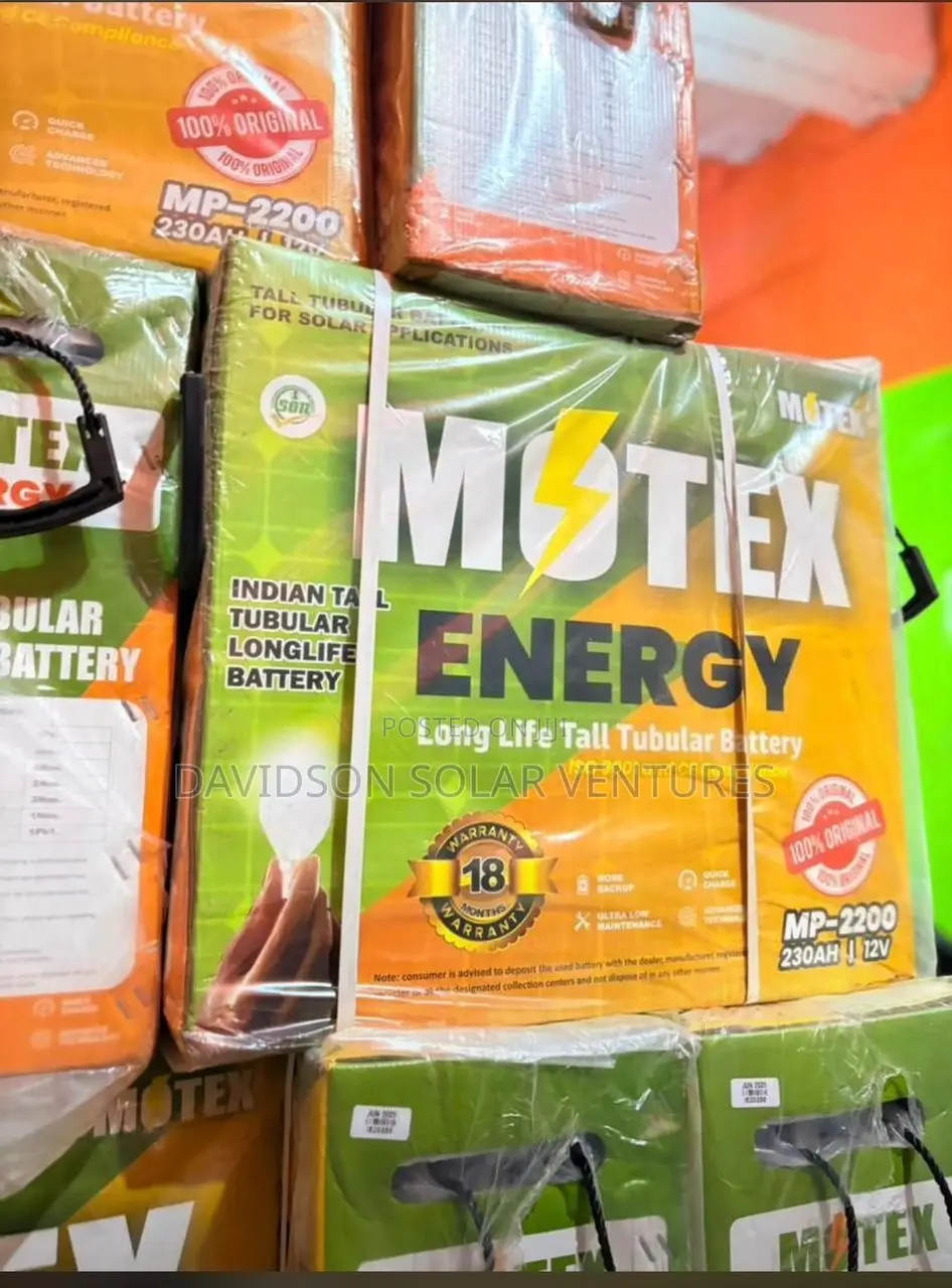 12v 230Ah Motex Energy Tall Tubular Solar Battery