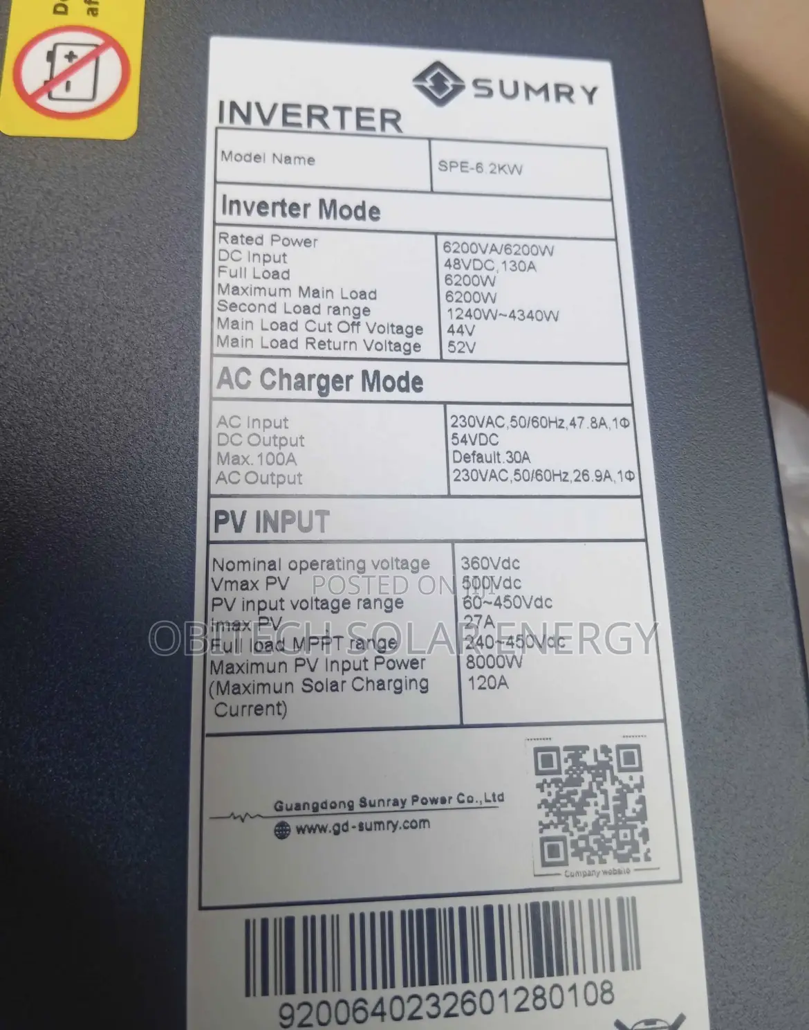 Sumry 6.2KVA Hybrid Solar Inverter – Brand New
