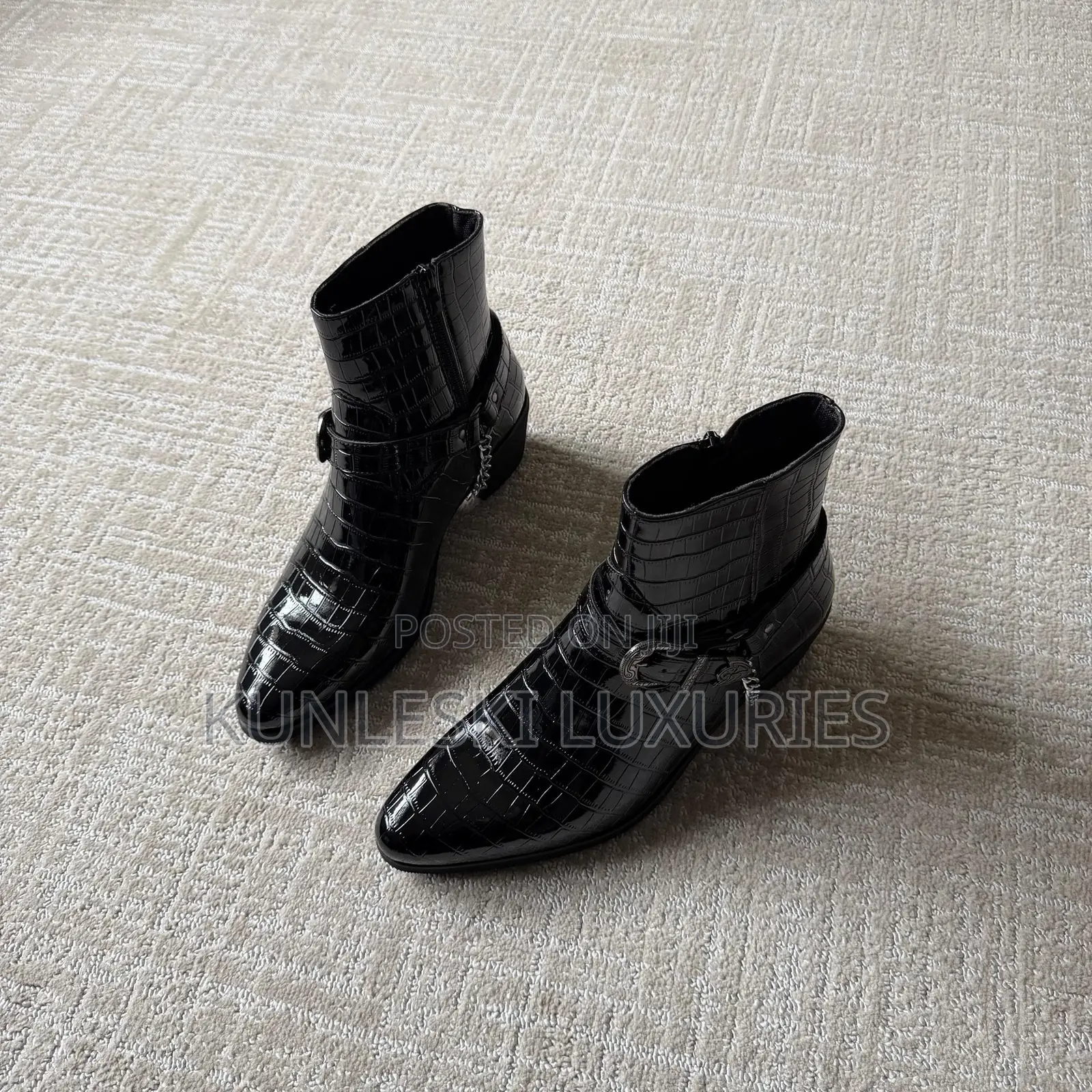 Original Crocodile Python Heeled Ankle Leather Boot