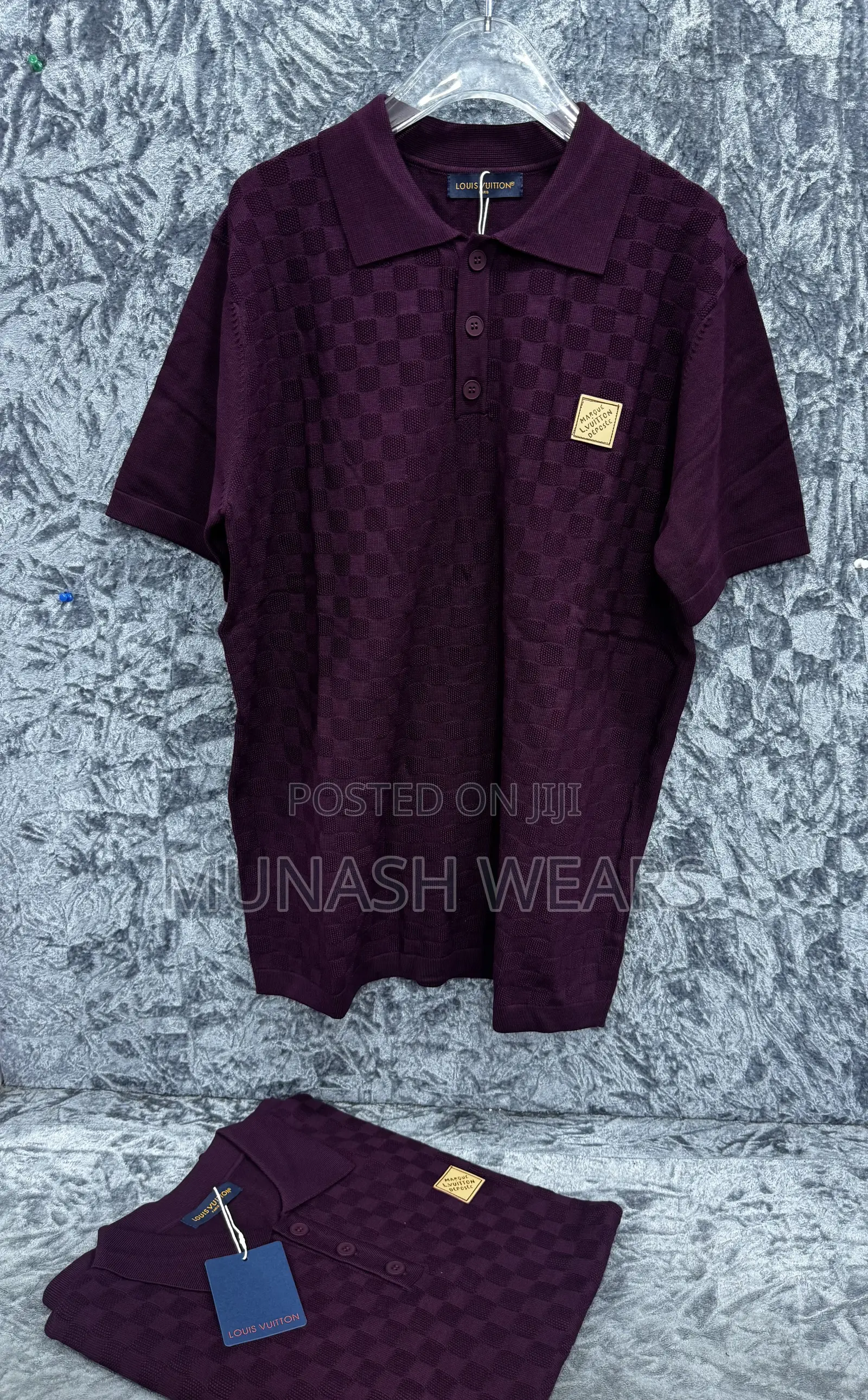 Louis Vuitton Wine Color Collar Polo M-3xl