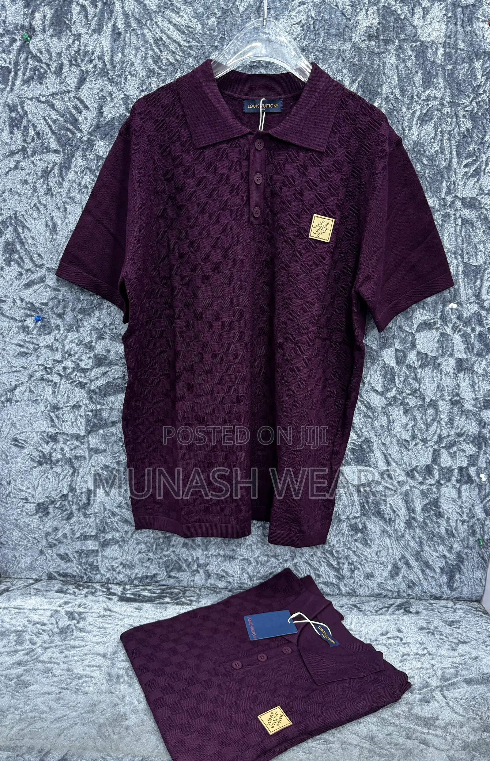 Louis Vuitton Wine Color Collar Polo M-3xl