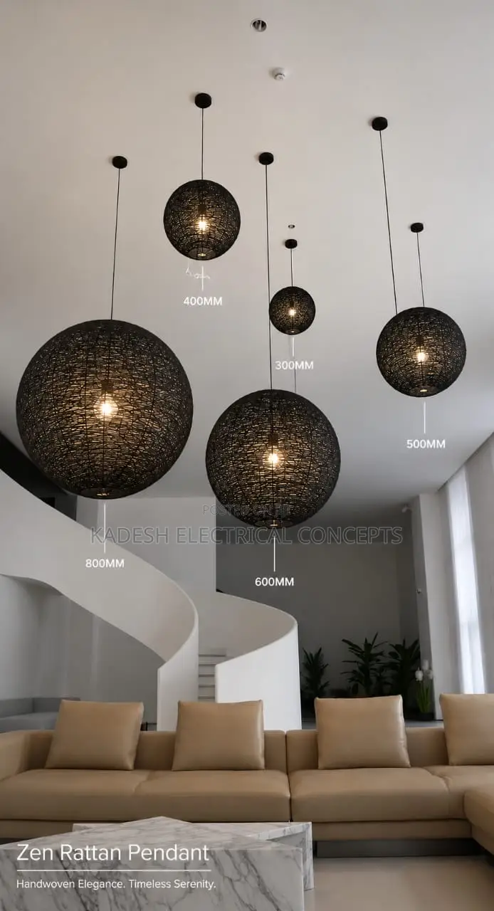Nordic Rattan Weaving Spherical Chandelier Led Pendant Lights