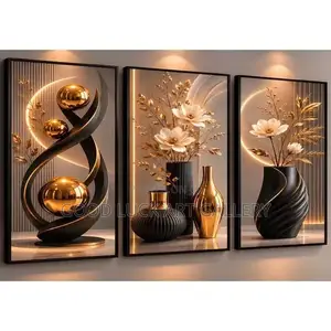 3 Piece Set of Abstract Flowers