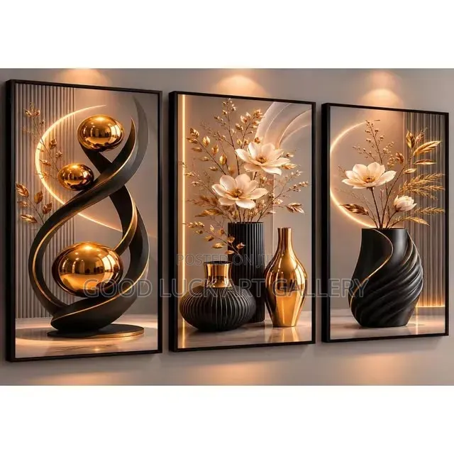 3 Piece Set of Abstract Flowers