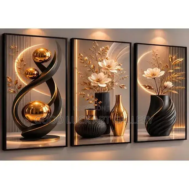 3 Piece Set of Abstract Flowers