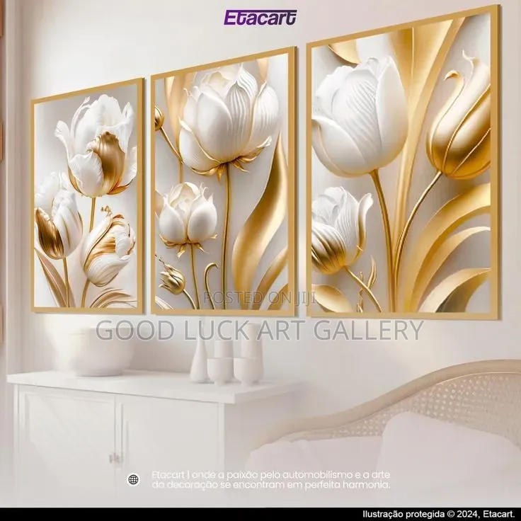 3 Piece Set of Abstract Flowers