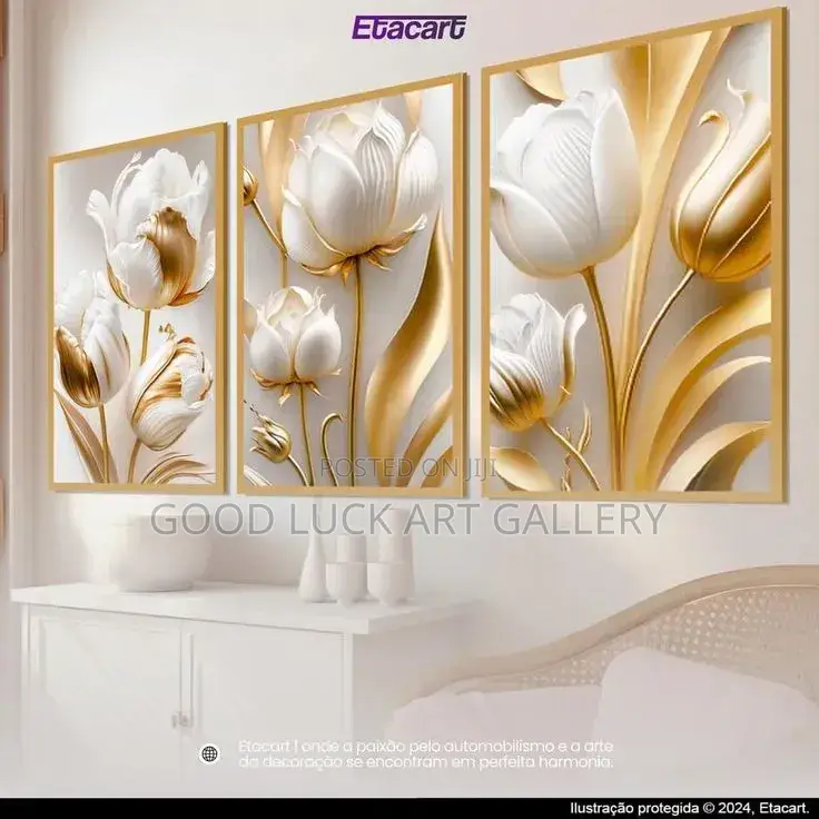 3 Piece Set of Abstract Flowers