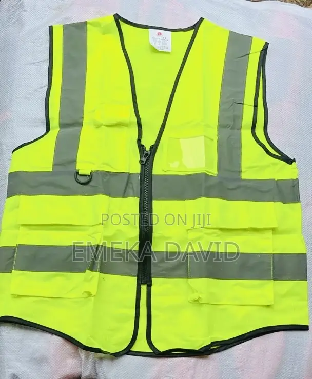High-Visibility Safety Vest Withmultiple Pockets and a Clear ID Holder