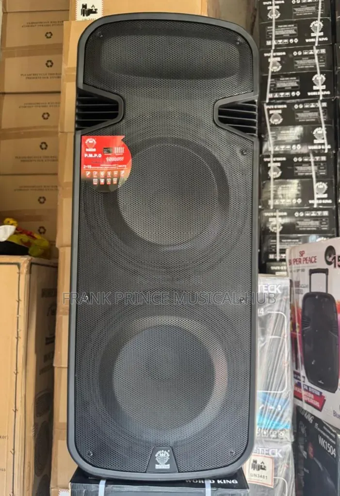 World King Double 15" Rechargeable Bluetooth Trolley Speaker Loud Bass