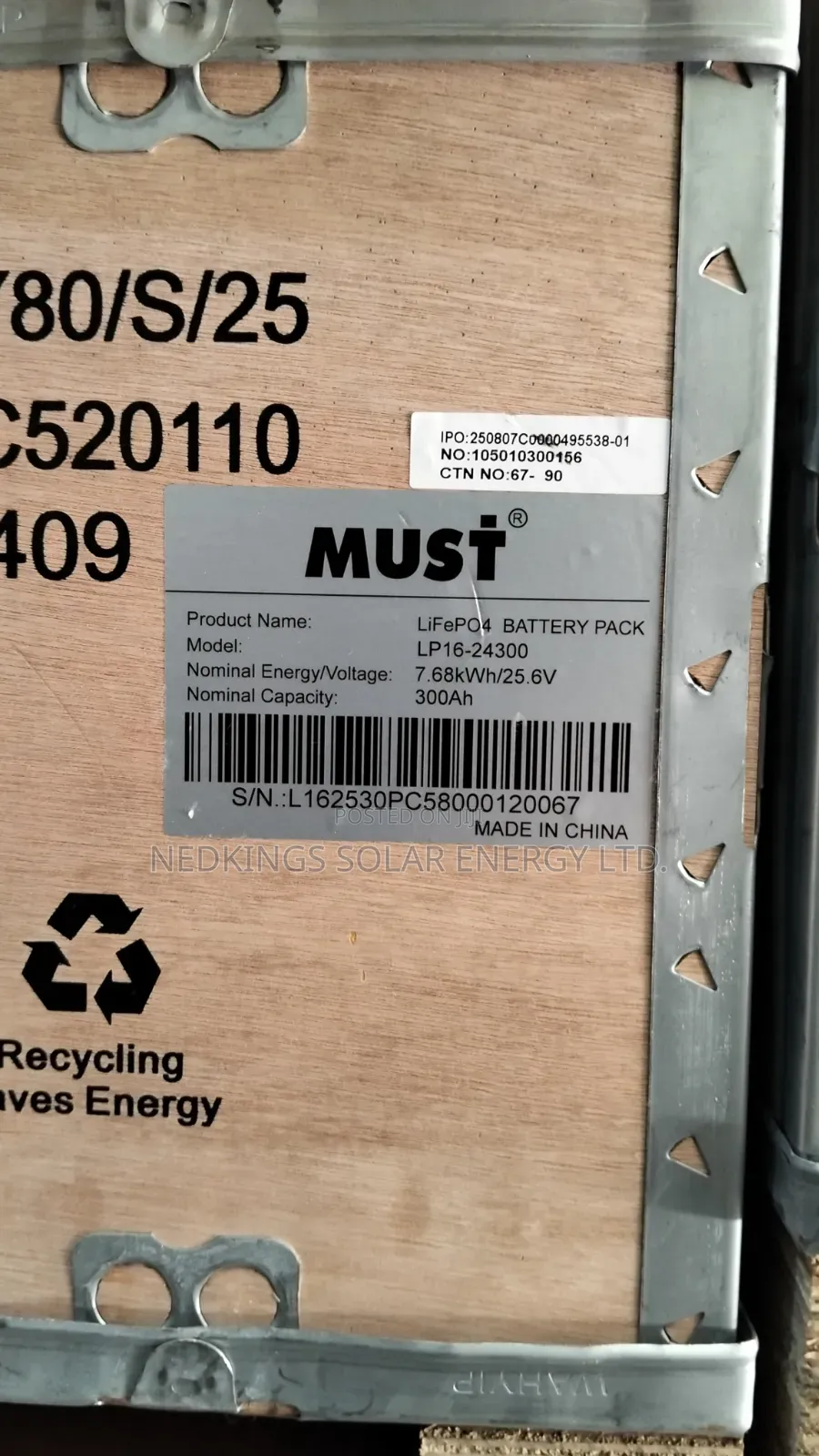 7.6kwh 24v Must Lithium Battery