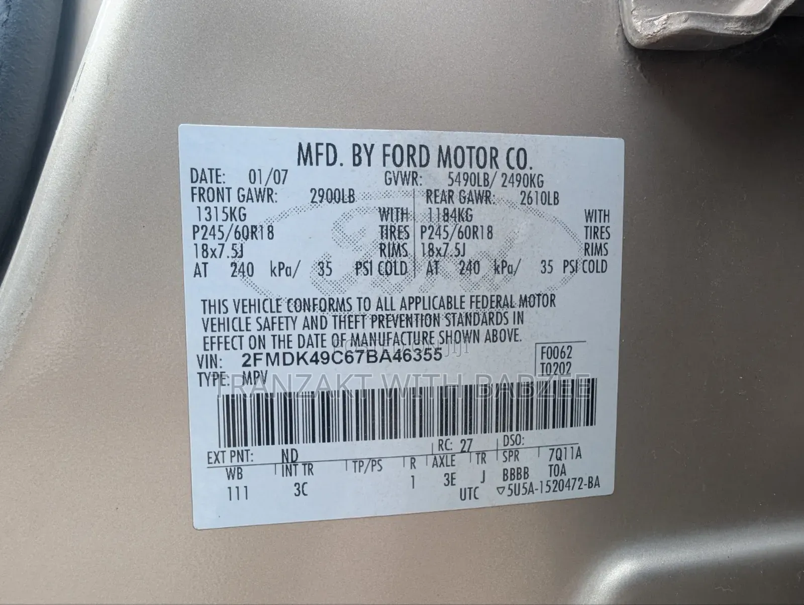 Ford Edge SE 4dr AWD (3.5L 6cyl 6A) 2007 Gold