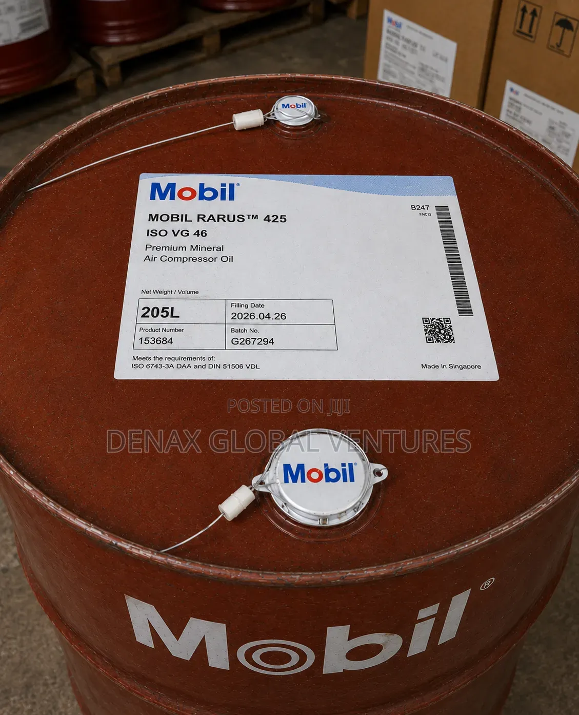Mobil Rarus 425 ISO VG 46 Air Compressor Oil 208L