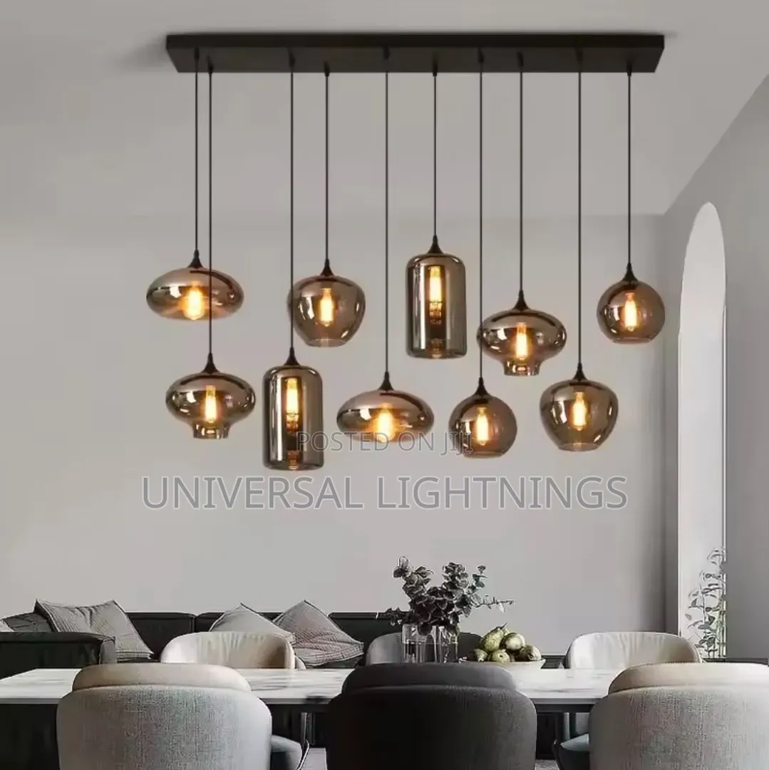 Modern Sophisticated Multiple Smoky Glass Chandelier